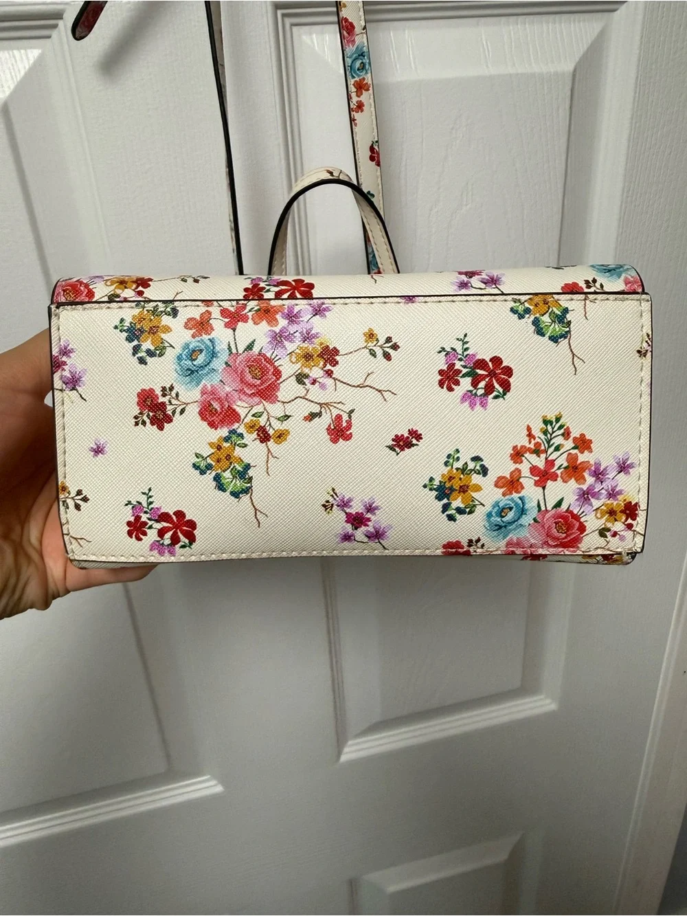 Steve Madden Cream Floral Satchel with Multicolor Blossoms